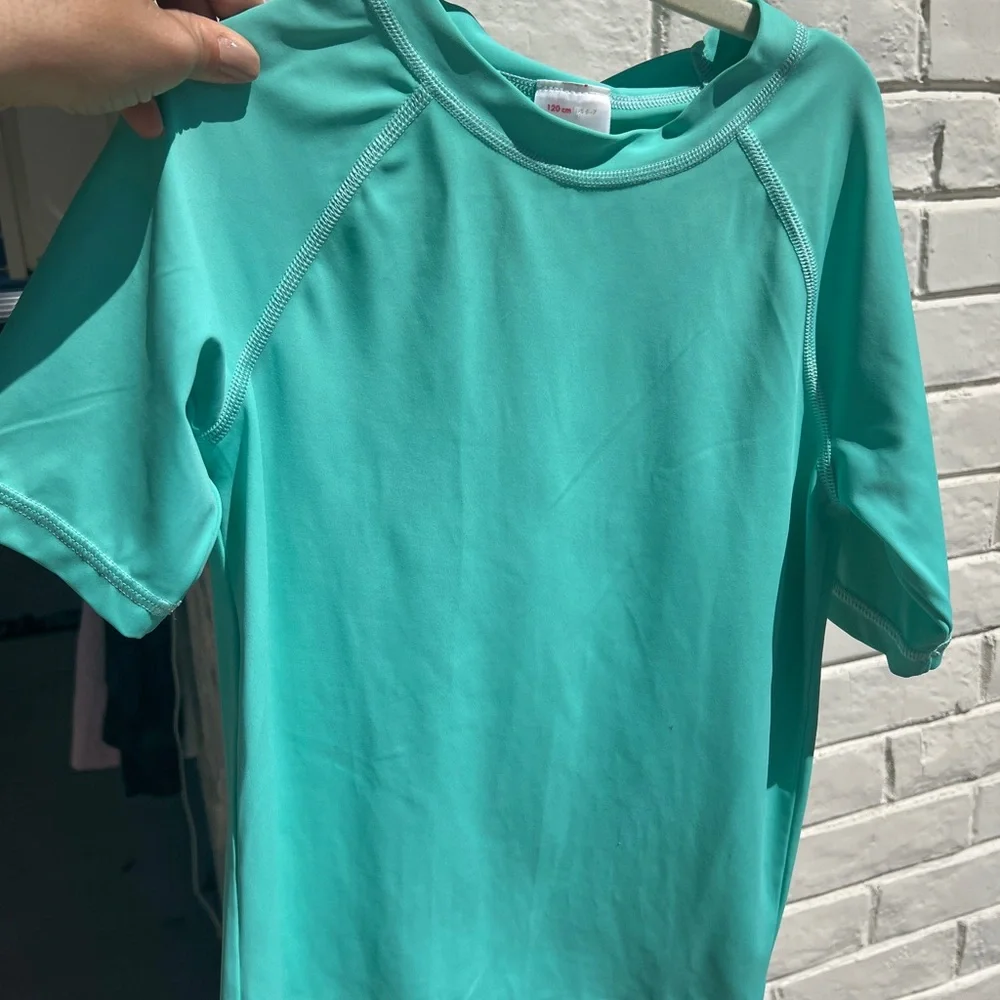 Hanna Andersson Kids Short Sleeve Rash Guard - Turquoise